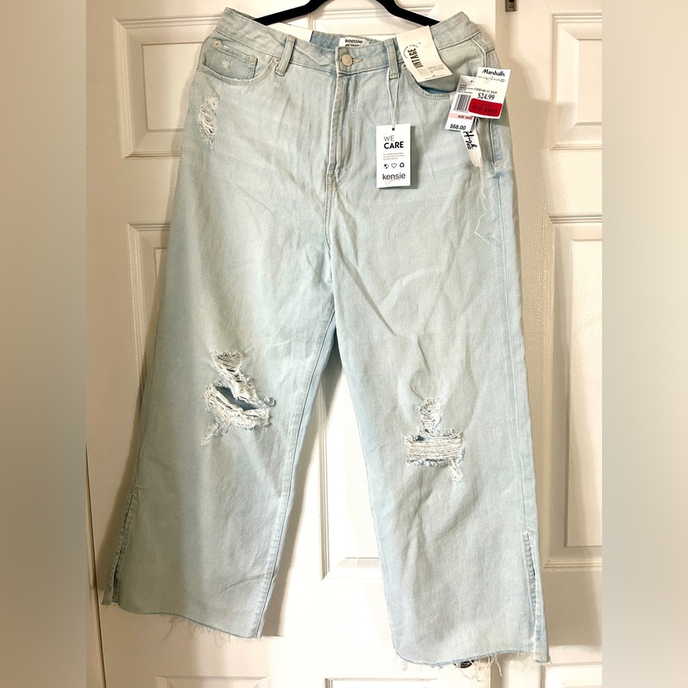 Kensie Pale Blue Distressed Boyfriend Jeans